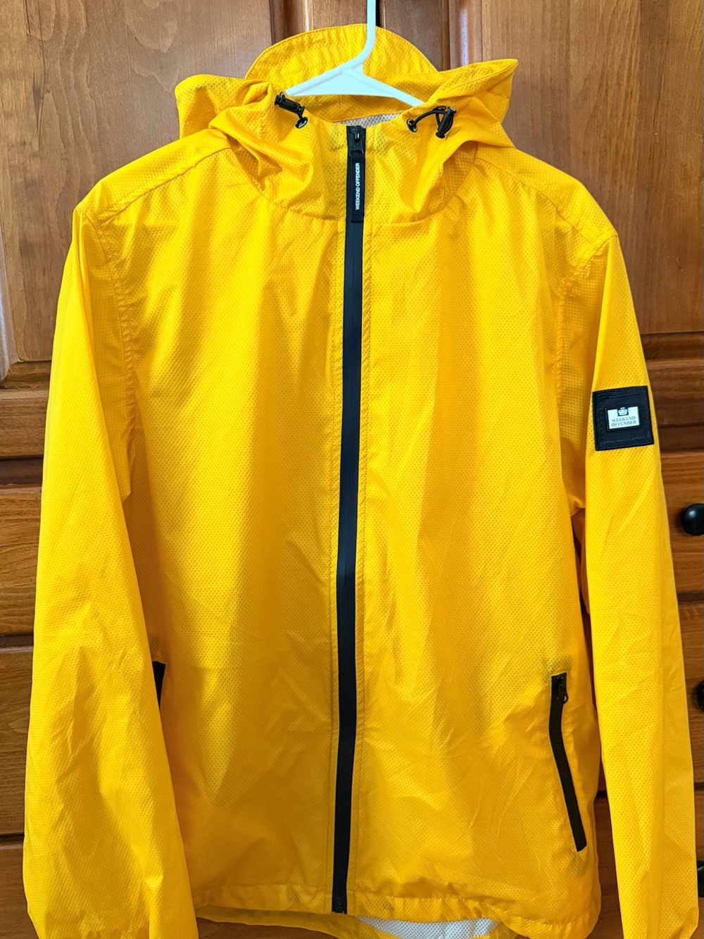Weekend Offender Lightweight Yellow Hooded Jacket with Zip Pockets